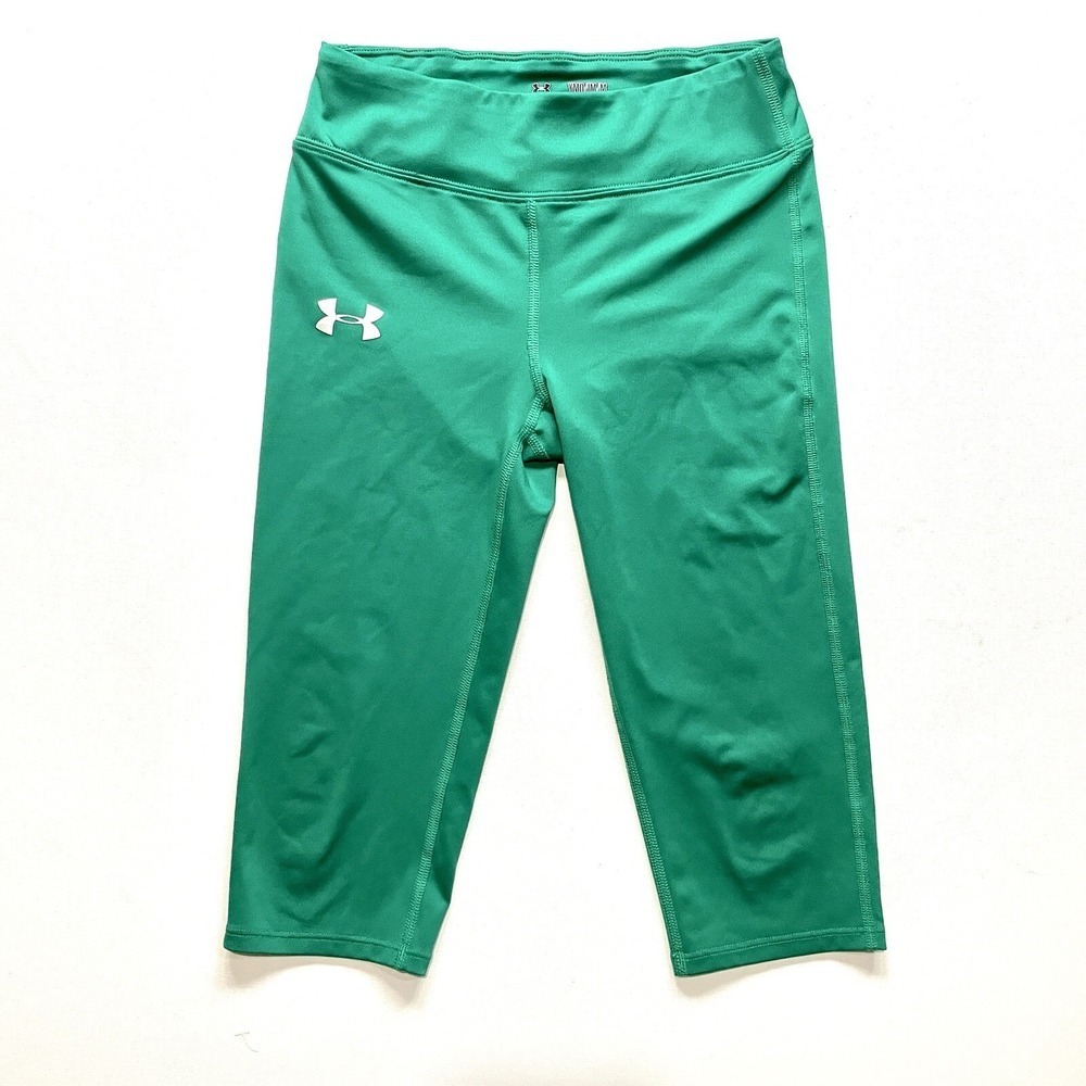 Under Armour Girls Medium Green Cropped Capri Leggings Fitted All-Season Active
